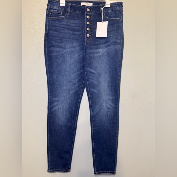 KanCan High Rise Super Skinny Button Fly Denim Blue Jeans Women’s Size‎ XL NWT - Picture 1 of 6